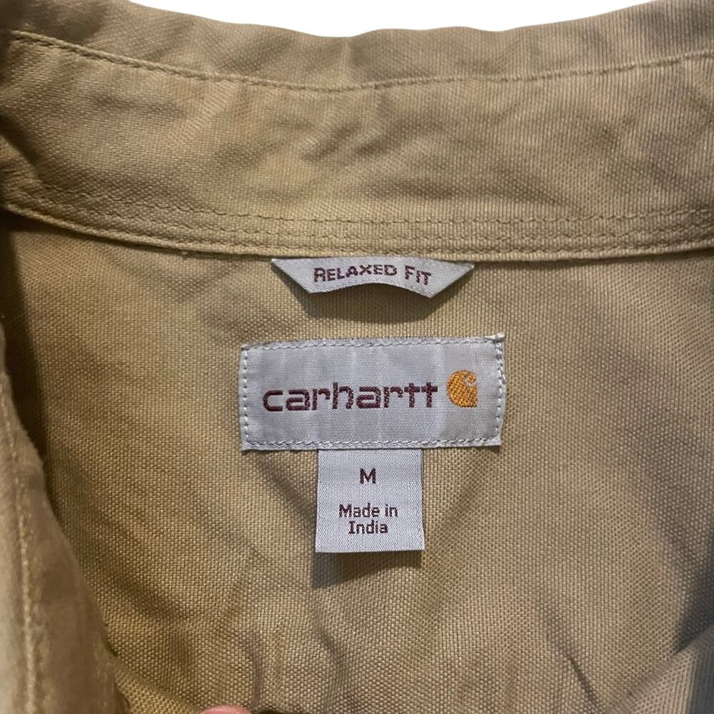 Carhartt Mens Relaxed Fit Button-Up Khaki Shirt Size M - Picture 3 of 8
